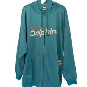 MAJESTIC Miami Dolphins Men's Full Zip Hoodie Jacket Size 4XL